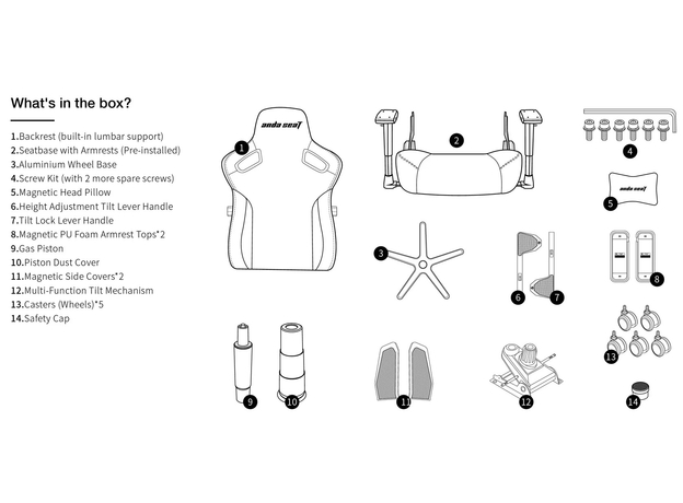 Кресло игровое Anda Seat Kaiser 3 Size XL Grey Fabric (AD12YDC-XL-01-G-PVF) - изображение 11