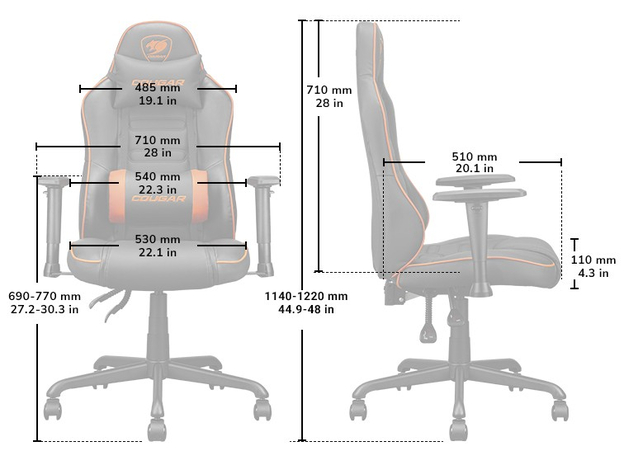 Кресло геймерское Cougar Fusion S Black-Orange - изображение 6