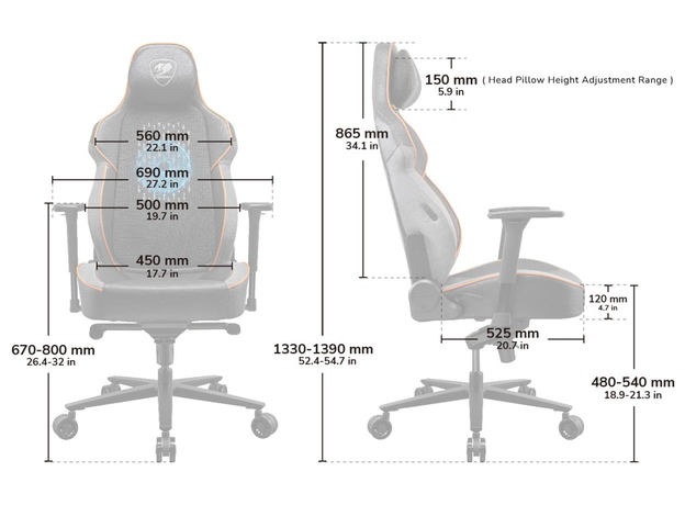 Геймерское кресло Cougar NxSys Aero Black/Orange (CGR-ARP) - изображение 15