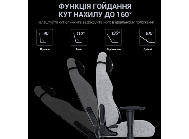 Кресло игровое Anda Seat Luna Size L Black Fabric (AD18-44-B-F) - изображение 9