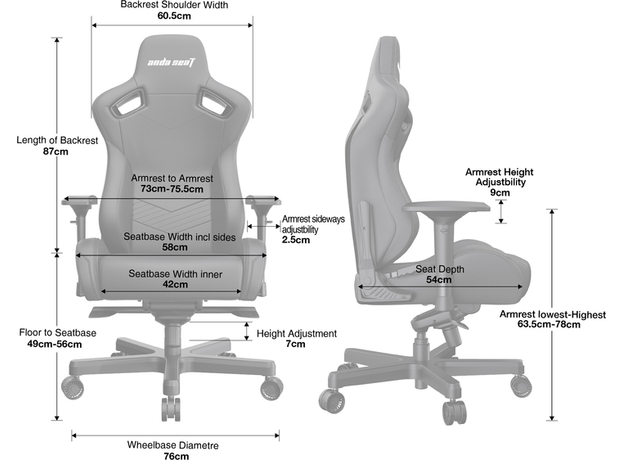 Кресло игровое Anda Seat Kaiser 2 Size XL White (AD12XL-07-W-PV-W01) - изображение 14