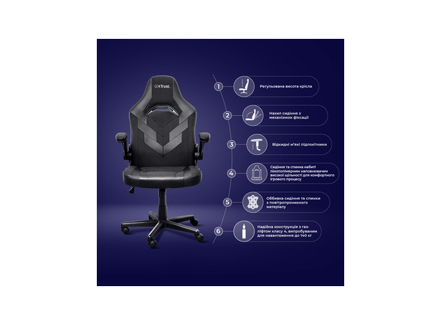 Кресло для геймеров Trust GXT703 RIYE Black (TR25128) - изображение 12