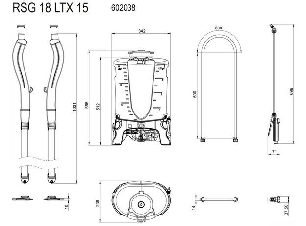 Опрыскиватель аккумуляторный Metabo RSG 18 LTX 15 л (602038850) - изображение 8 Опрыскиватель аккумуляторный Metabo RSG 18 LTX 15 л (602038850) - изображение 8