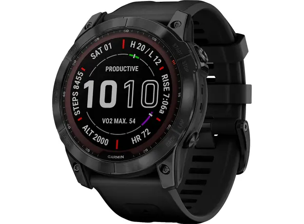 Спортивные часы Garmin fenix 7X Sapphire Solar Carbon Gray DLC Titanium with Titanium Band (includes black silicone band) (010-02541-27) - изображение 2