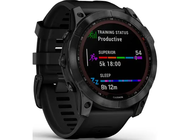 Спортивные часы Garmin fenix 7X Sapphire Solar Carbon Gray DLC Titanium with Titanium Band (includes black silicone band) (010-02541-27) - изображение 3