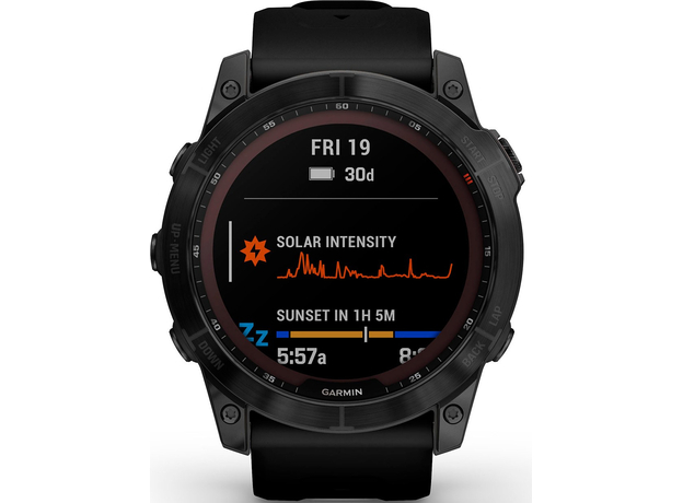 Спортивные часы Garmin fenix 7X Sapphire Solar Carbon Gray DLC Titanium with Titanium Band (includes black silicone band) (010-02541-27) - изображение 4