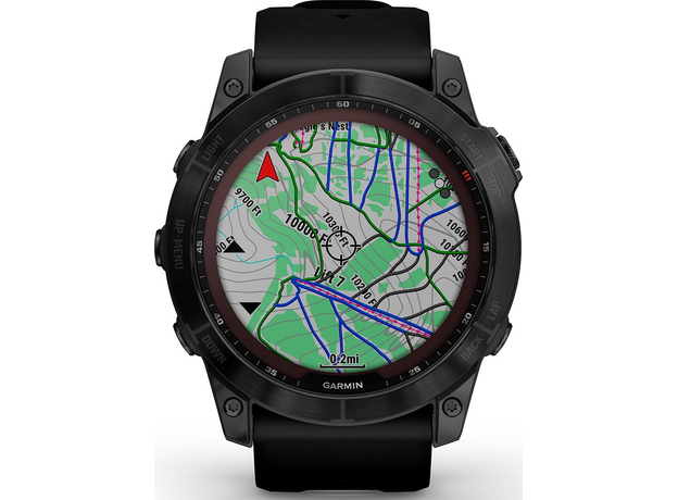 Спортивные часы Garmin fenix 7X Sapphire Solar Carbon Gray DLC Titanium with Titanium Band (includes black silicone band) (010-02541-27) - изображение 5