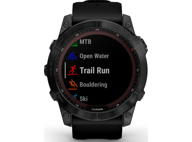 Спортивные часы Garmin fenix 7X Sapphire Solar Carbon Gray DLC Titanium with Titanium Band (includes black silicone band) (010-02541-27) - изображение 7