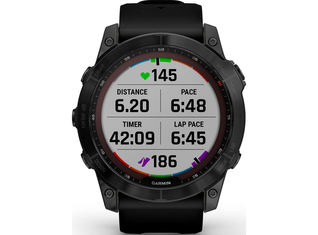 Спортивные часы Garmin fenix 7X Sapphire Solar Carbon Gray DLC Titanium with Titanium Band (includes black silicone band) (010-02541-27) - изображение 9