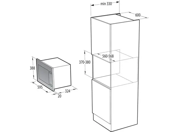 Встраиваемая микроволновая печь Gorenje BM201AG1BG - изображение 3