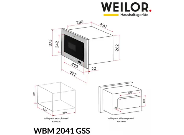 Встраиваемая микроволновая печь Weilor WBM 2041 GSS - изображение 9