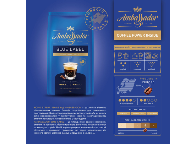 Кофе в зернах Ambassador Blue Label 1 кг (7612654000034) - изображение 6