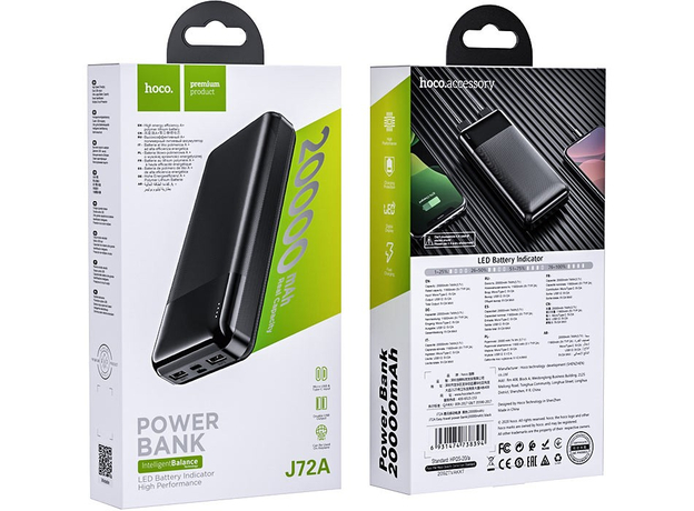 Hoco J72A Easy Travel Power Bank 20000mAh Black (6931474738394) - изображение 7