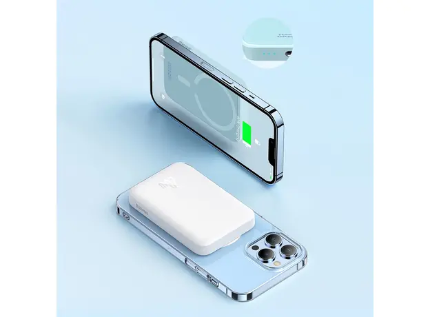 Baseus Magnetic Mini Wireless Fast Charge Power Bank 10000mAh 20W White (PPCX070002) - изображение 4