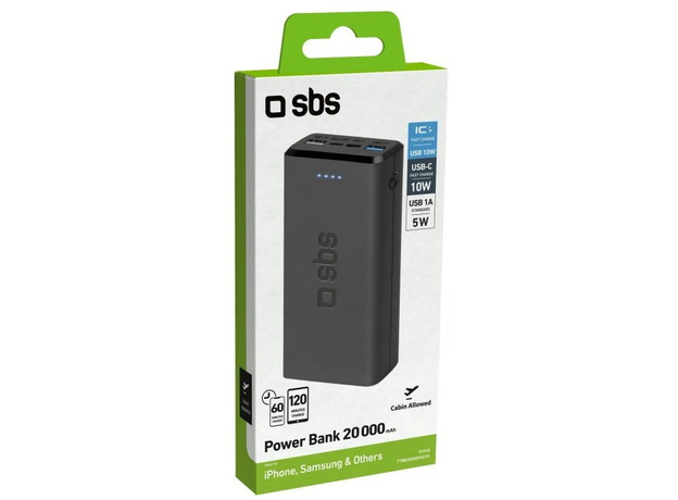 Повербанк SBS 20000mAh Fast Charge 10W 2 USBs Black (TTBB20000FASTK) - изображение 2