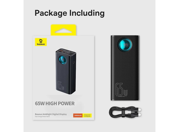 Повербанк Baseus Amblight 26800mAh 65W OE P10022402113-00 Black (001012028938) - изображение 9