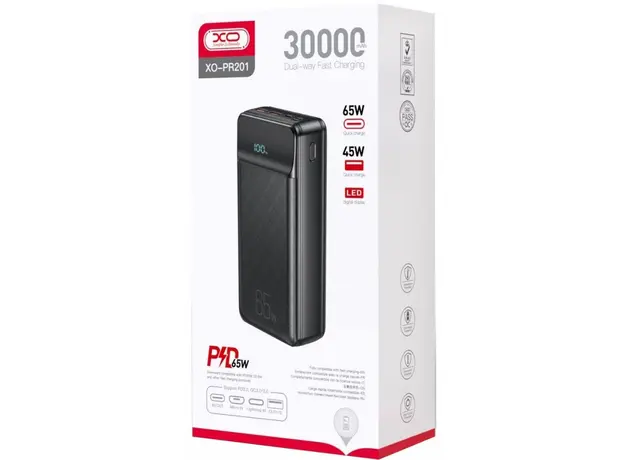 Повербанк XO Power Bank 30000mAh PR201 PD&QC3.0 65W Black (102230) - изображение 4