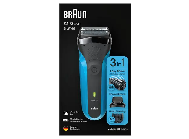 Электробритва-триммер BRAUN Series 3 310BT Wet&Dry black/blue - изображение 8
