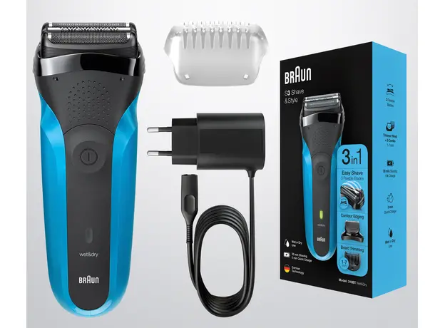 Электробритва-триммер BRAUN Series 3 310BT Wet&Dry black/blue - изображение 7