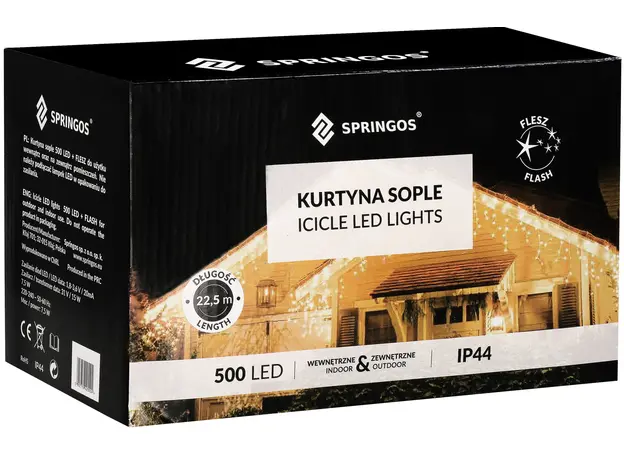 Гирлянда бахрома уличная (наружная) Springos 20 м 500 LED + Flash CL0519 Mix 