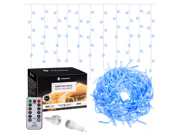 Гирлянда бахрома уличная (наружная) Springos 12 м 300 LED Pilot CL306 Blue 6 отзывов - изображение 2