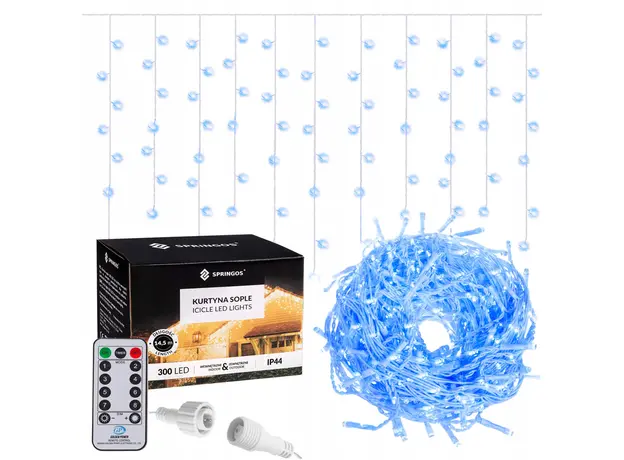 Гирлянда бахрома уличная (наружная) Springos 12 м 300 LED Pilot CL306 Blue 6 отзывов - изображение 2