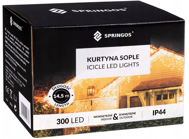 Гирлянда Springos бахрома уличная 12 м 300 Led разноцветная (CL303) 