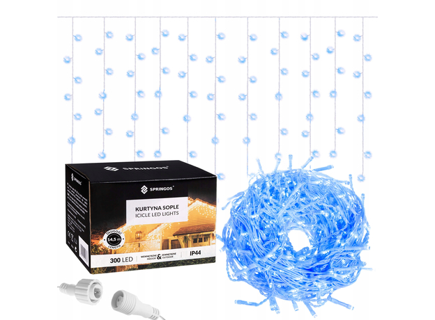 Гирлянда бахрома уличная (наружная) Springos 12 м 300 Led CL302 Blue - изображение 2