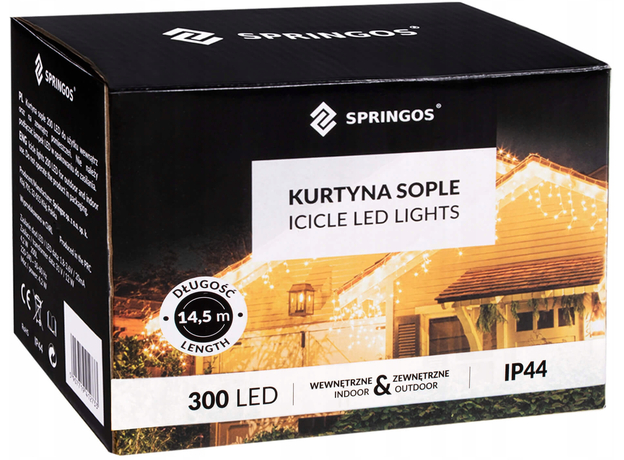 Гирлянда бахрома уличная (наружная) Springos 12 м 300 Led CL302 Blue 