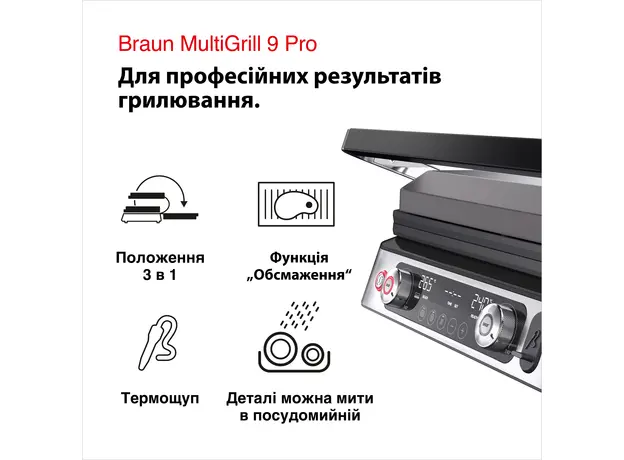 Контактный гриль (прижимной) Braun MultiGrill 9 Pro Contact grill CG 9160 нержавейка - изображение 10