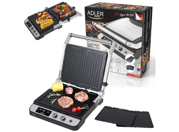 Контактный гриль (прижимной) Adler AD 3059 Stainless steel Black (5903887807937) - изображение 16