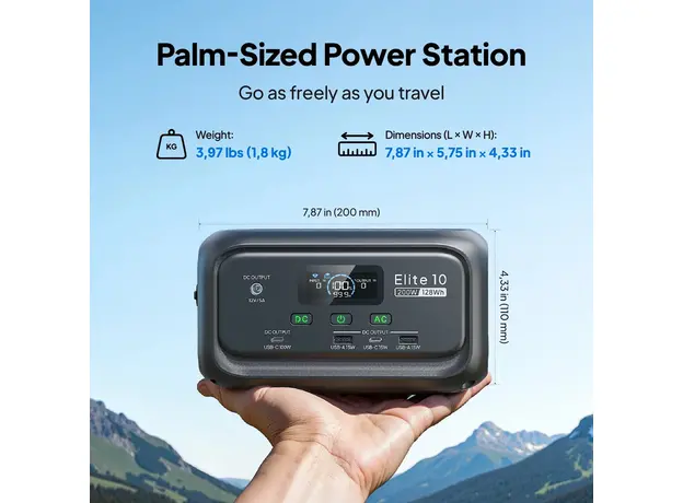 Зарядная станция Bluetti Elite 10 / 200 Вт / 128 Вт⋅ч / LiFePO4 (P-EL10-EU-GY-BL-010) - изображение 11