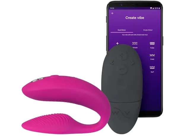 Вибратор для пар We-Vibe Sync 2 Pink с управлением через приложение, Цвет: Розовый 