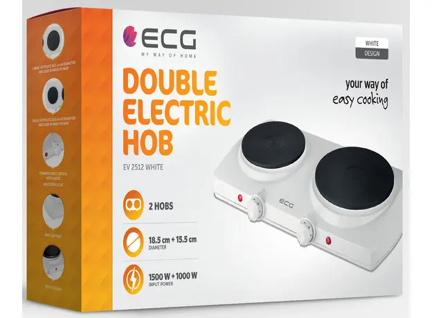 Настольная плита электрическая ECG EV 2512 White - изображение 7