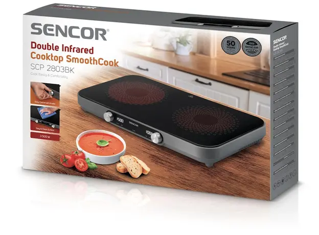 Настольная плита электрическая Sencor SmoothCook SCP2803BK двухконфорочная - изображение 10