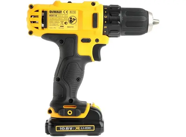 Дрель-шуруповерт аккумуляторный DeWalt DCD710D2 12 В, 2 аккумулятора по 2.0 Ah - изображение 2