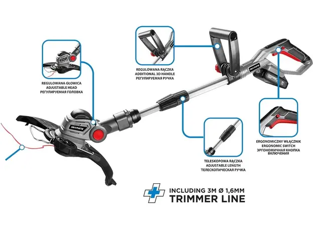 Триммер аккумуляторный Graphite Energy+ 18V (без АКБ и ЗУ) (58GE112) - изображение 3