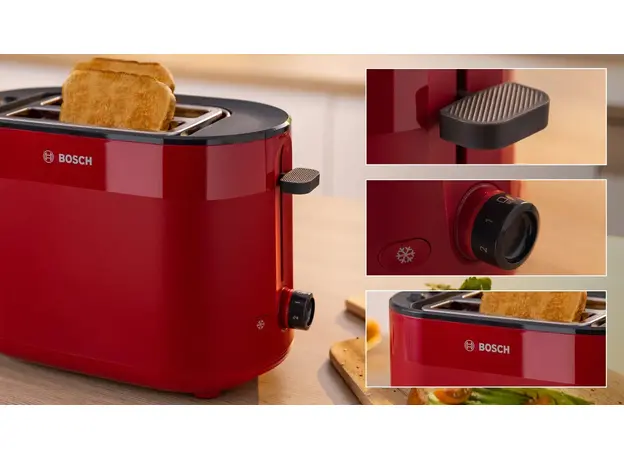 Тостер Bosch TAT2M124, Страна регистрации бренда: Германия, Страна производитель: Китай, Доминирующий цвет: Красный - изображение 6