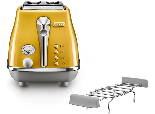 Тостер DELONGHI Icona Capitals CTOC2103.Y, Страна регистрации бренда: Италия, Страна производитель: Китай, Доминирующий цвет: Желтый - изображение 3
