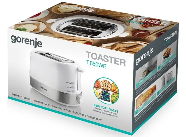Тостер GORENJE T850WE, Страна регистрации бренда: Словения, Страна производитель: Китай, Доминирующий цвет: Белый - изображение 7