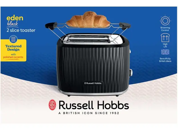 Тостер RUSSELL HOBBS Eden 2S 27371-56 Black, Страна регистрации бренда: Великобритания, Страна производитель: Китай, Доминирующий цвет: Черный - изображение 3