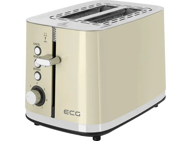 Тостер ECG Vintage ST2766 Vanilla, Страна регистрации бренда: Чехия, Страна производитель: Китай, Доминирующий цвет: Бежевый - изображение 2