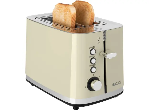Тостер ECG Vintage ST2766 Vanilla, Страна регистрации бренда: Чехия, Страна производитель: Китай, Доминирующий цвет: Бежевый - изображение 5