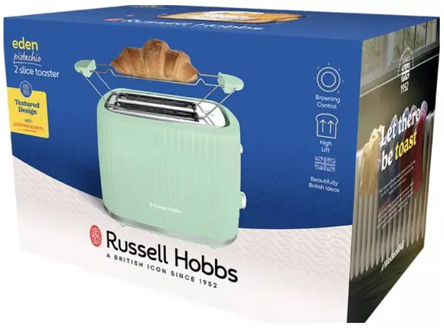 Тостер RUSSELL HOBBS Eden 2S 27374-56 Pistachio, Страна регистрации бренда: Великобритания, Страна производитель: Китай, Доминирующий цвет: Фисташковый - изображение 6