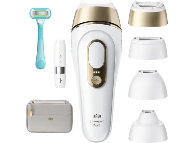 Фотоэпилятор Braun Silk Expert Pro 5 PL5412 + Триммер для лица + Бритва Gillette Venus Extra Smooth + Косметичка (8700216938006) 