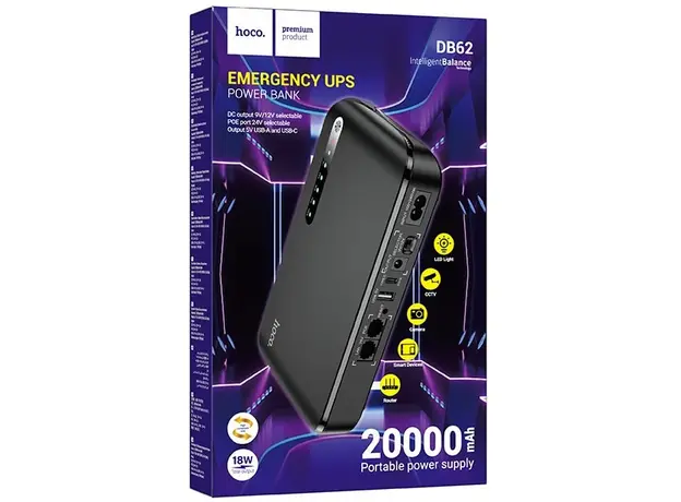 ИБП для роутера Hoco DB62 UPS 20000mAh Black - изображение 4