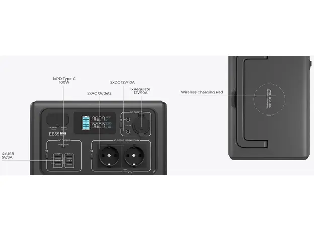 BLUETTI PowerOak portable power station EB55 537Wh 700W 150000mah PB930340 - изображение 17